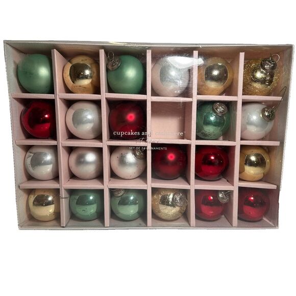cupcakes & cashmere red green gold white ornaments 23 pc christmas holiday - Picture 2 of 6